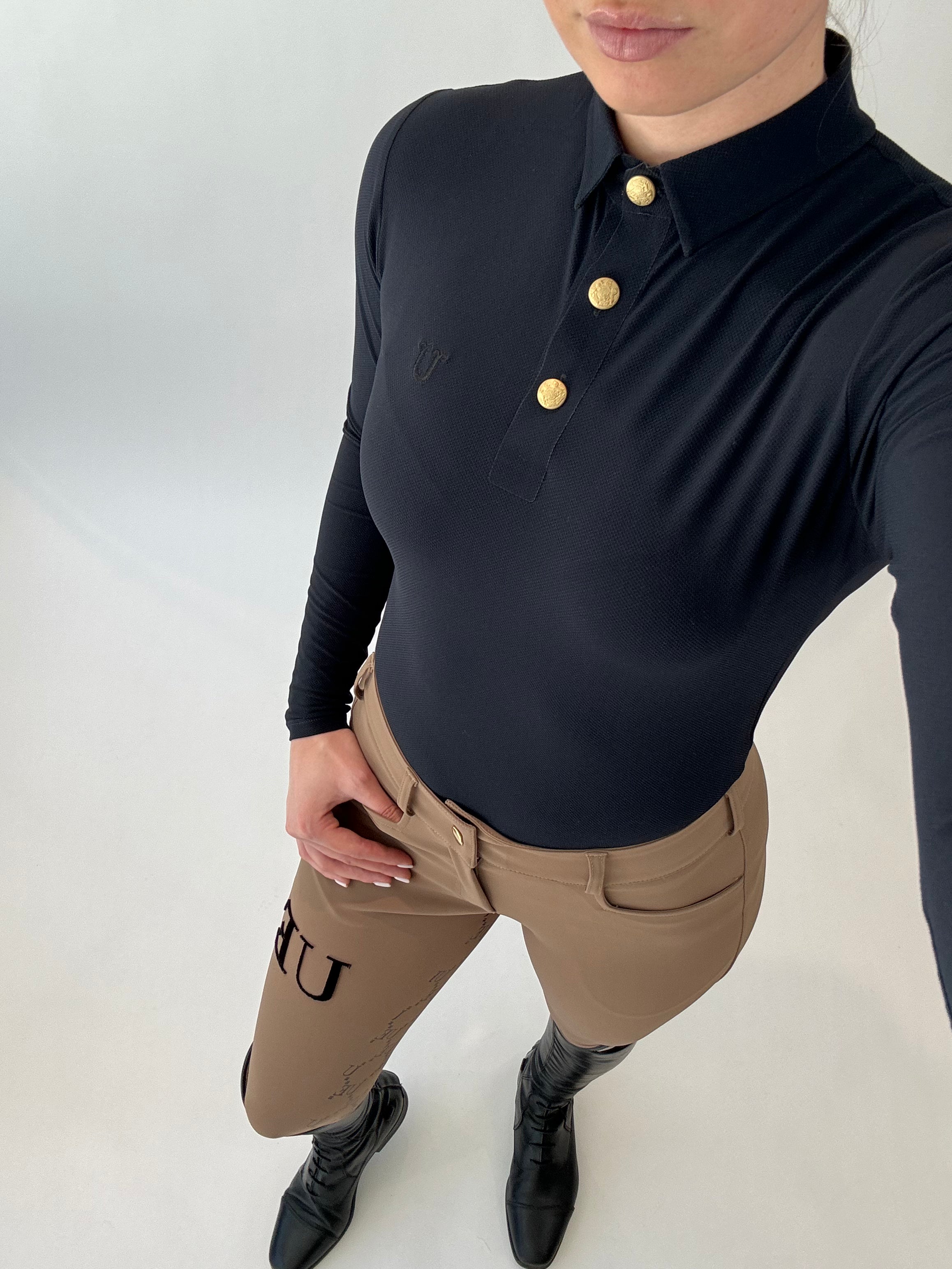 Long sleeve polo, navy